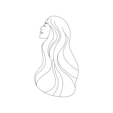 Çizgi çizimi tarzında bir kadının yarım yüz portresi