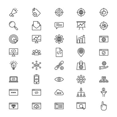 SEO outline icons set design