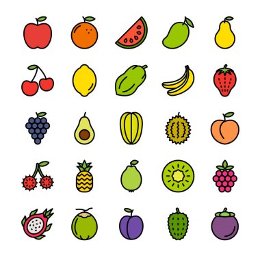 Fruits Filled Outline Icon Set