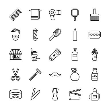 Barbershop outline icon set