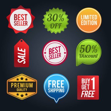 Set of discount badges. Sale and discounts layout