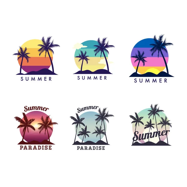 Summer holidays design labels, beach logo template