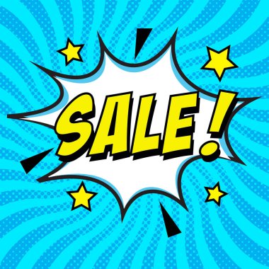 Pop art comic sale discount promotion banner. sale background