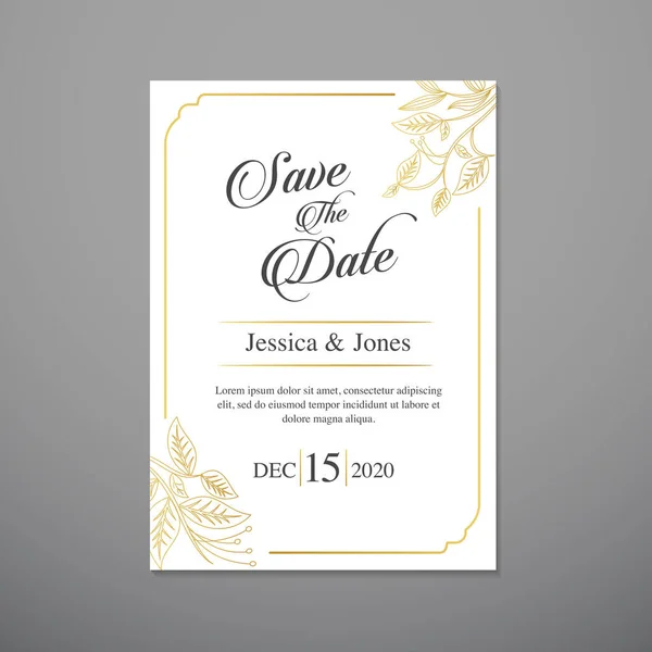 Wedding Invitation Card template, with leaf & floral background