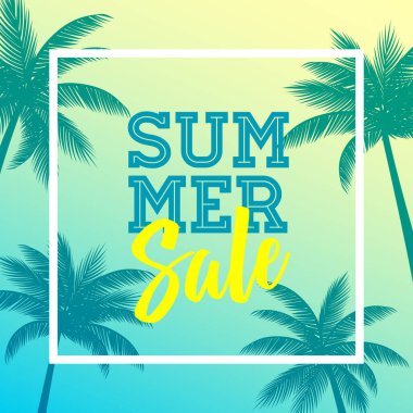 Summer sale banner with palm tree background