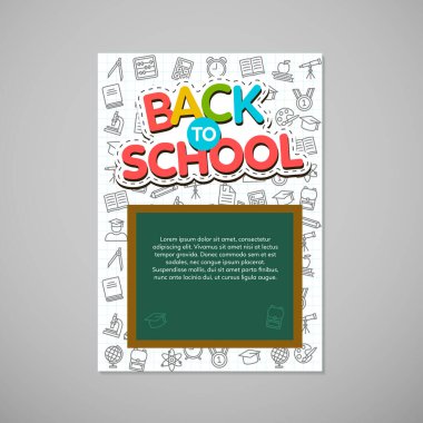 Okula geri dön poster şablonu, vektör çizimi