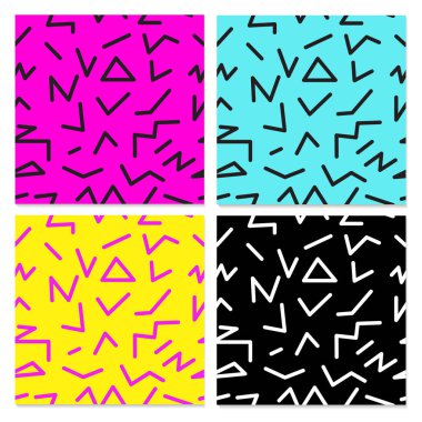 Retro memphis tarzı sorunsuz soyut geometrik desen