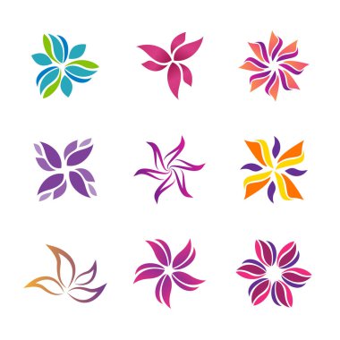 Soyut çiçek logosu vektör tasarımı