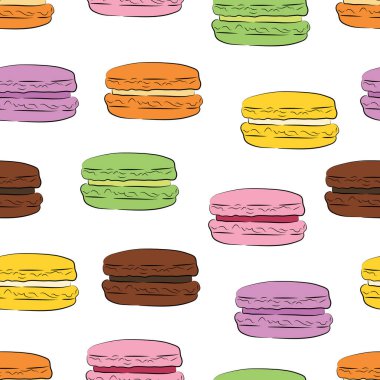 Seamless pattern with colorful macaroon cookies