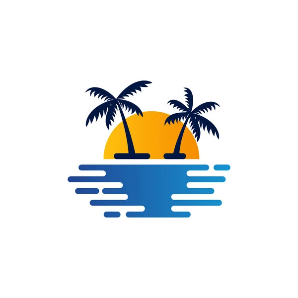 Beach sunset Logo design template