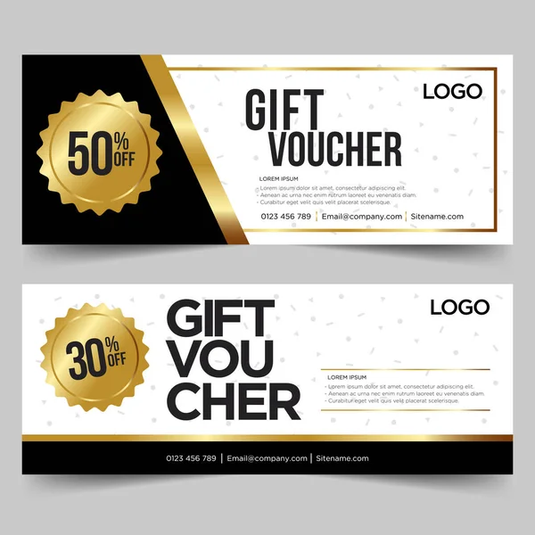 Gift Voucher template with gold and black background color