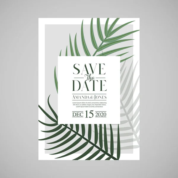 Wedding Invitation Card Template Leaf Floral Background — Archivo Imágenes Vectoriales