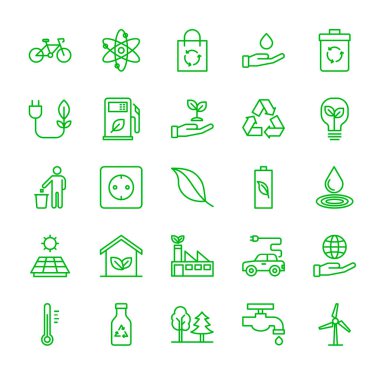 Set Of Ecology Outline Icon Stock clipart