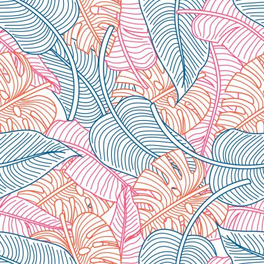 Tropical leaves, jungle leaves seamless floral pattern background
