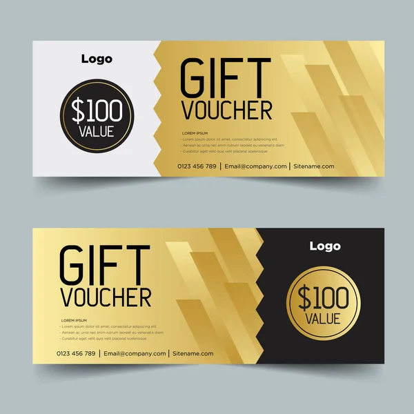 Gift Voucher template with gold and black. Background design
