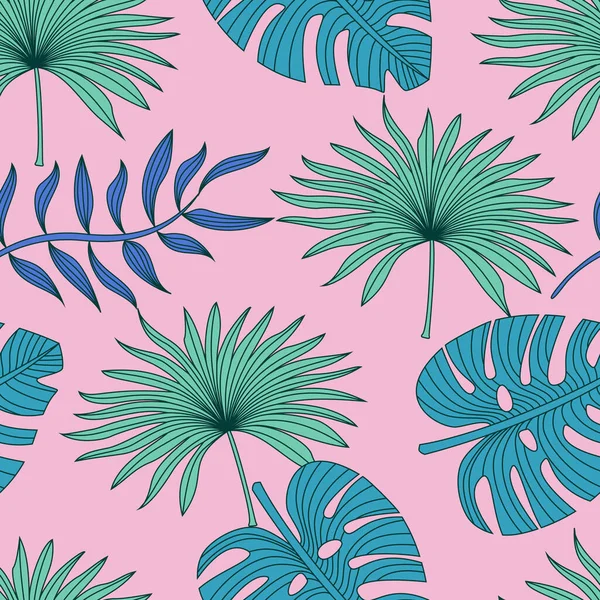 Tropical Leaves Jungle Leaves Seamless Floral Pattern Background — Archivo Imágenes Vectoriales
