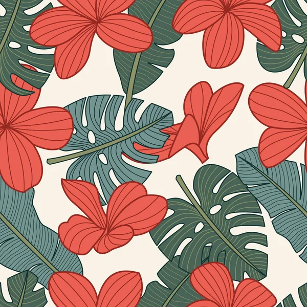 Floral Seamless Pattern Leaves Tropical Background — Archivo Imágenes Vectoriales