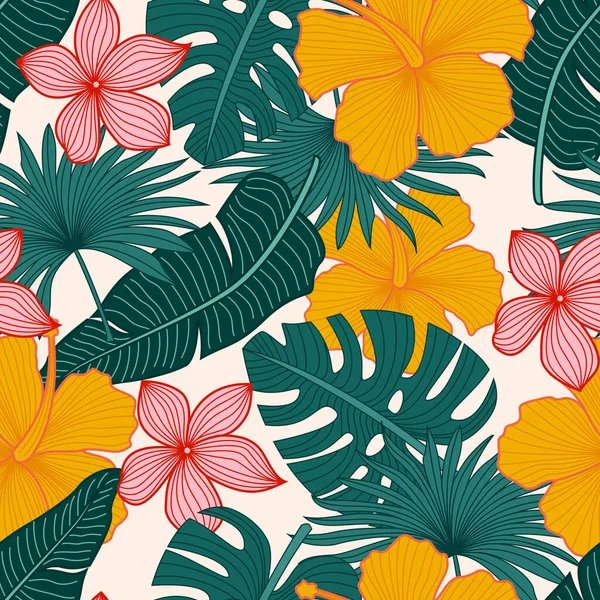 Floral Seamless Pattern Leaves Tropical Background — Archivo Imágenes Vectoriales