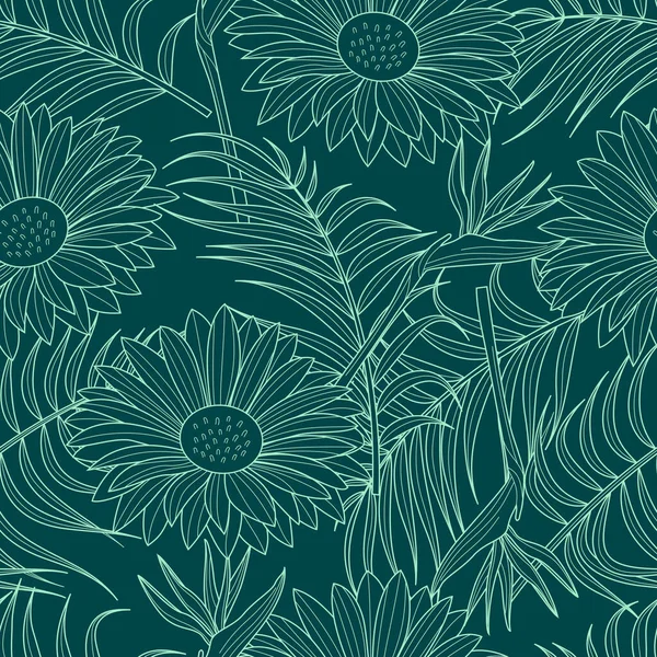 Floral seamless pattern with leaves. tropical background