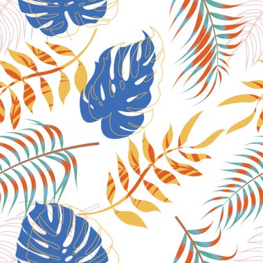 Abstract Tropical leaves, jungle leaves seamless floral pattern background
