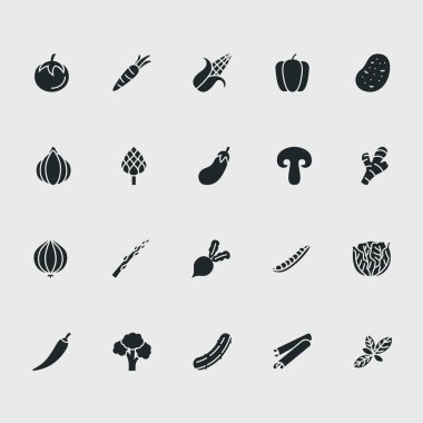 Vegetable icon set, Glyph style