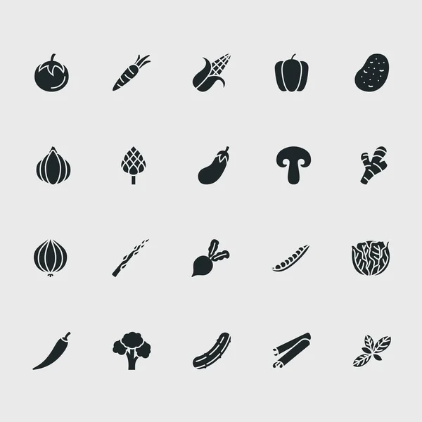 Vegetable icon set, Glyph style