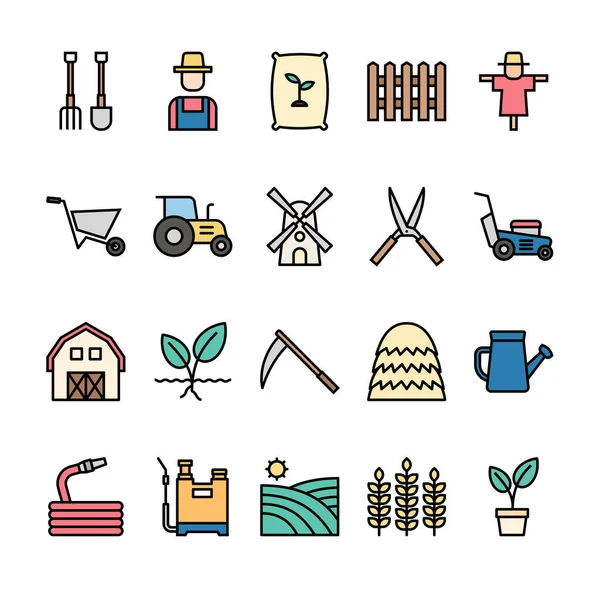 Farming and Agriculture filled outline icon set