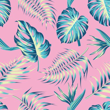 Floral seamless pattern with leaves. tropical background