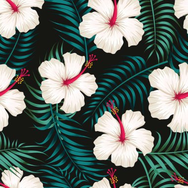 Floral seamless pattern with leaves. tropical background