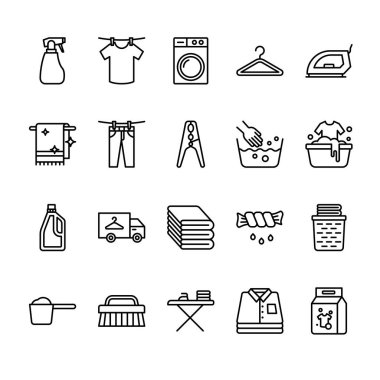 Laundry outline icon set