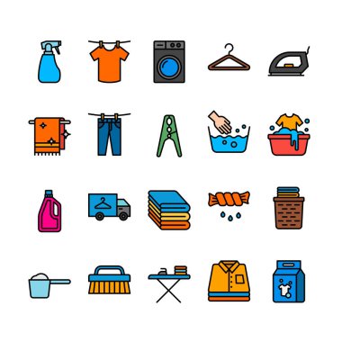 Laundry Filled outline icon set