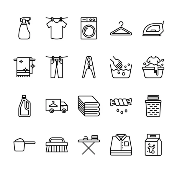 Laundry outline icon set