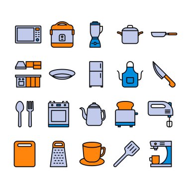 Set of Kitchen filled outline icon