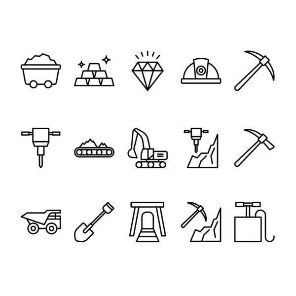 stock vector Set of Mining outline icon Style