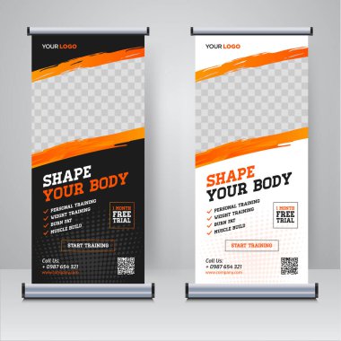 Gym and Fitness rollup or X banner design template