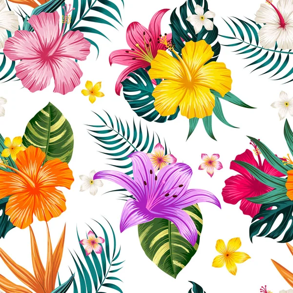 Floral seamless pattern with leaves. tropical background