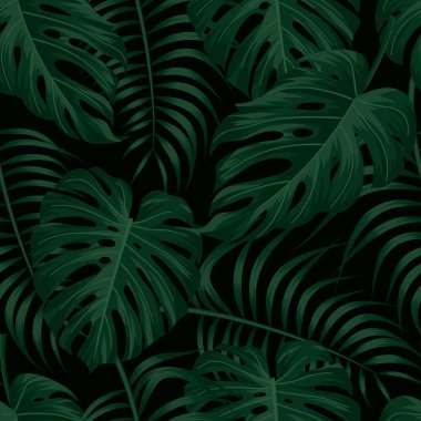 Tropical leaves, jungle leaves seamless floral pattern background