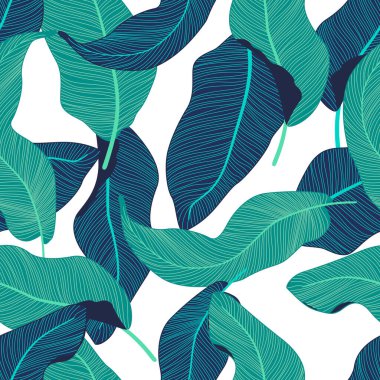 Tropical leaves, jungle leaves seamless floral pattern background