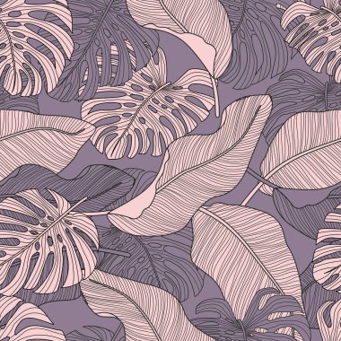 Tropical leaves, jungle leaves seamless floral pattern background