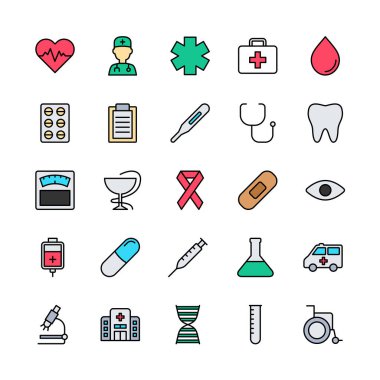 Set of medical filled outline icon style