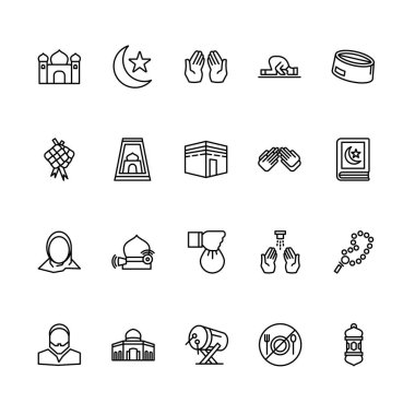 Set of ramadan outline icon style