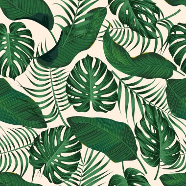Tropical leaves, jungle leaves seamless floral pattern background