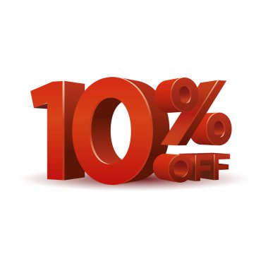 Red Percentage discount symbol 10% off