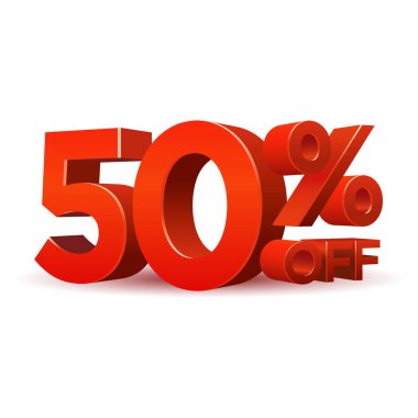 Red Percentage discount symbol 50% off