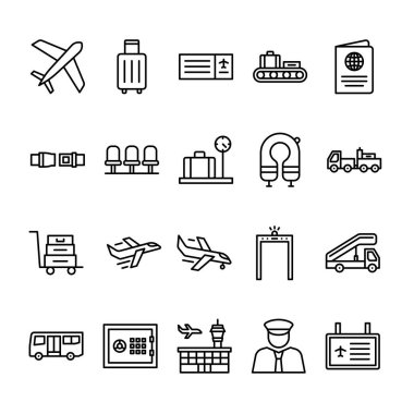 Set of airport outline icon style