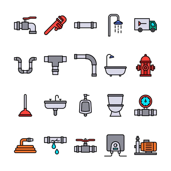 Plumber Tools Filled outline icon set template