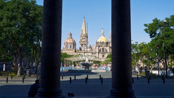 Guadalajara Jalisco México Abril 2023 Plaza Liberación Fondo Catedral Metropolitana —  Fotos de Stock