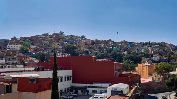 Les Maisons Colorées Ville Sur Colline Guanajuato Place Nombreuses Collines — Photo