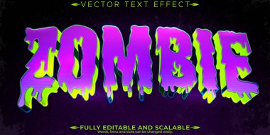 Horror zombie text effect, editable monster and scary text style clipart