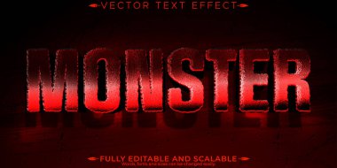 Korku metni efekti, düzenlenebilir canavar ve kan metni tarzı